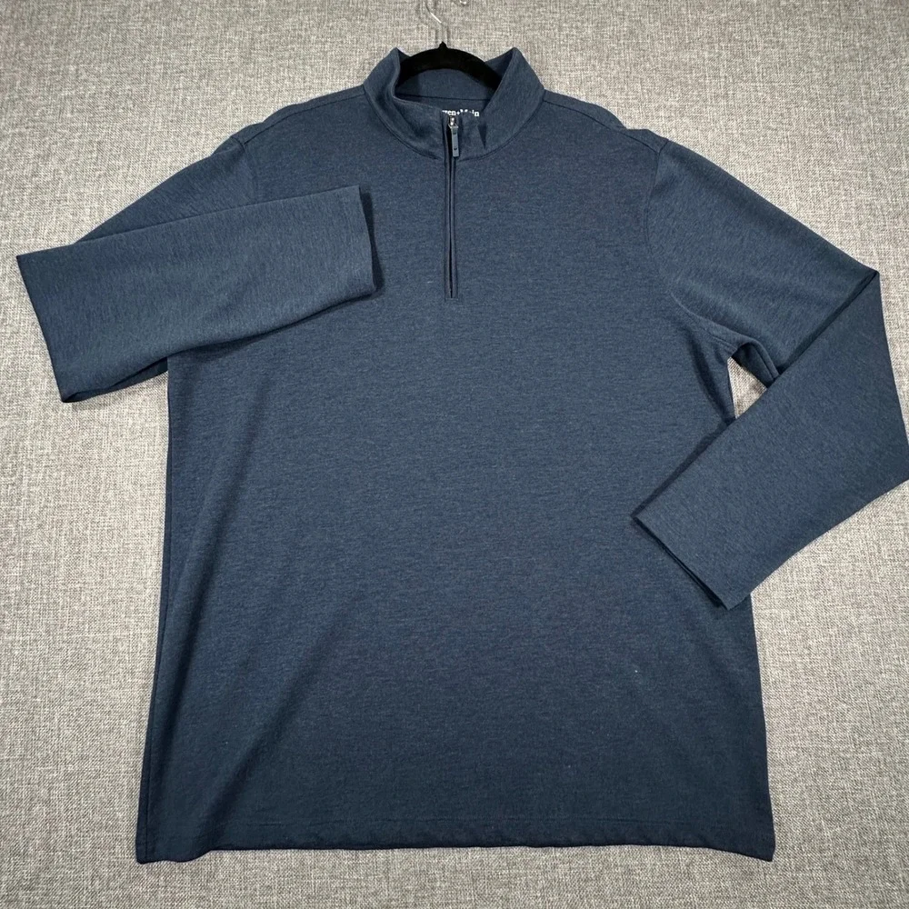 Mizzen+Main KPI Quarter Zip Pullover Mens XL Navy Blue Performance Stretch Golf